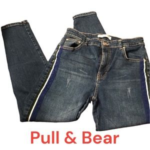 Pull & Bear size 40 (US 24) jeans with sporty stripe on leg - size 0